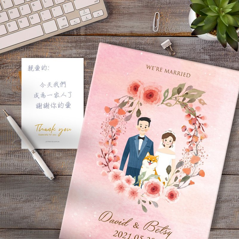 手繪人像插畫無框畫-客製無框畫-結婚禮物-生日禮物 - 相框/畫框 - 防水材質 卡其色