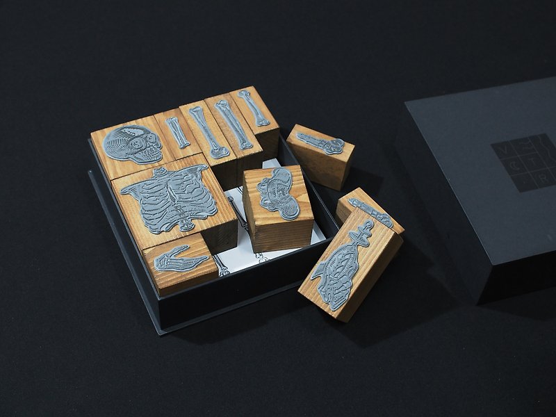 Skeleton Wooden Stamp Set - Stamps & Stamp Pads - Wood Brown