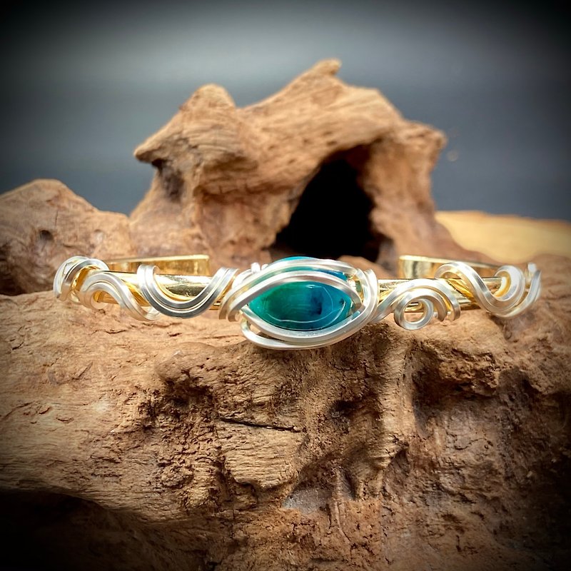Lubar slowly weaves Taiwan sapphire ~ flower sapphire metal weave (live surrounding bracelet) - Bracelets - Jade Blue