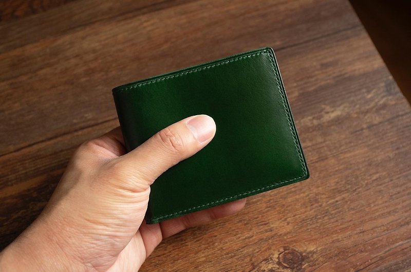 意大利植鞣皮革卡片銀包 - 長短皮夾/錢包 - 真皮 綠色