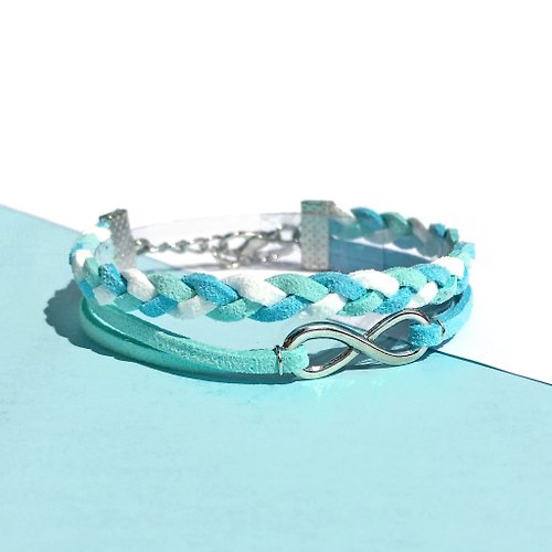 Anne Handmade Bracelets 安妮手作飾品 Infinity 永恆 手工製作 雙手環-棉花糖色系 藍 限量
