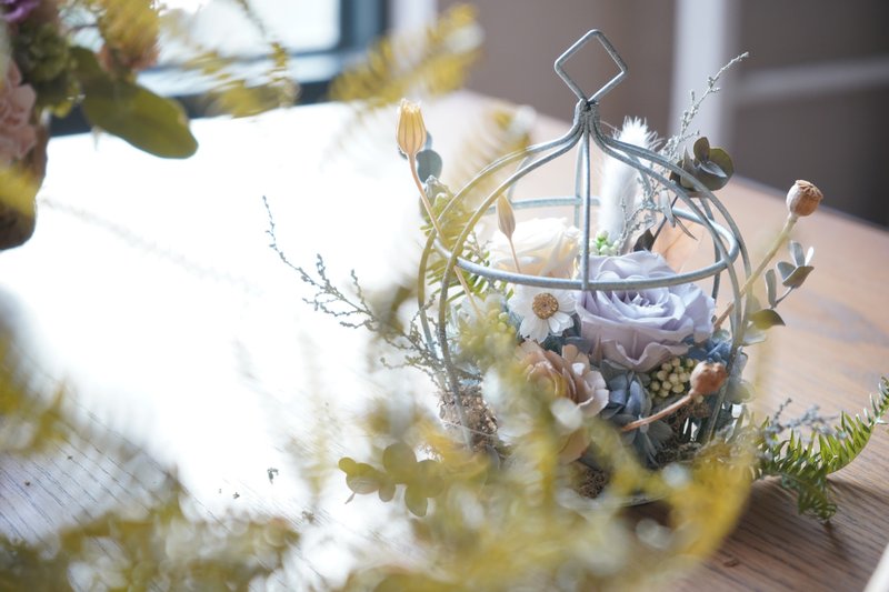 Bird cage immortal flower ornaments (can be hung) wedding/opening/new home/commemorative day/Valentine's Day/Mother's Day - Dried Flowers & Bouquets - Plants & Flowers 