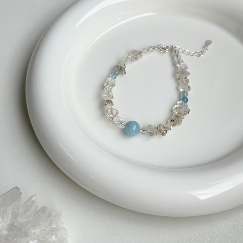 Marble Soda/Shine Diamond Aquamarine White Crystal/Crystal Bracelet Customization - สร้อยข้อมือ - คริสตัล 