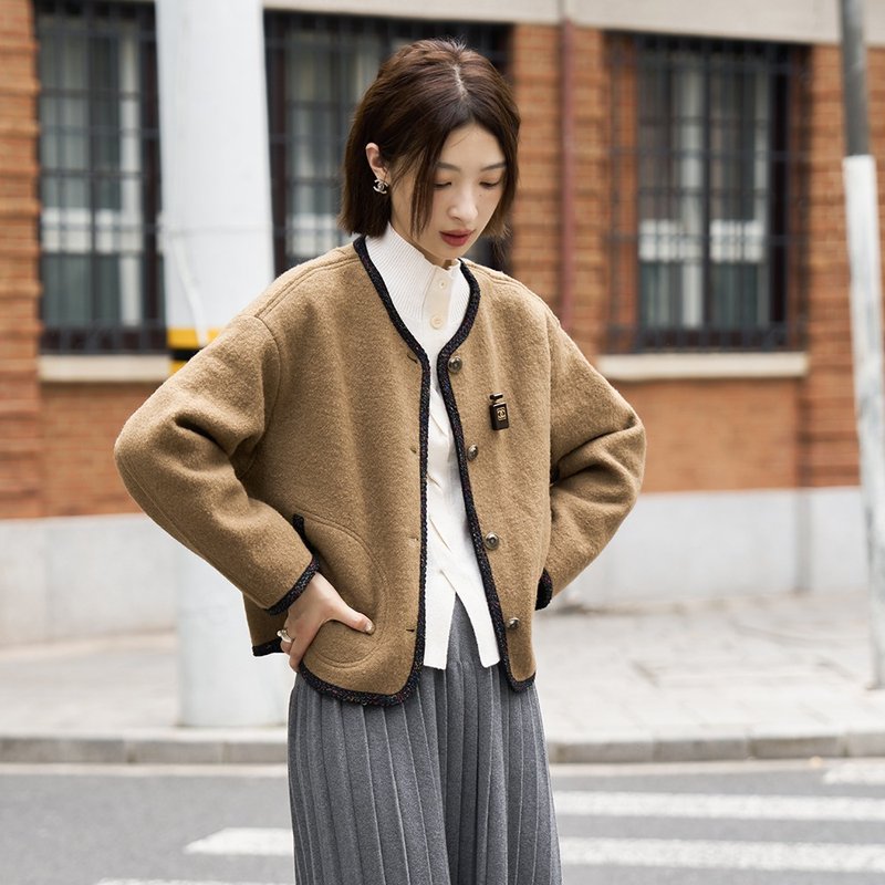 Wool double-sided coat|Coat|Autumn style|Two colors|Sora-1311 - เสื้อแจ็คเก็ต - ขนแกะ หลากหลายสี