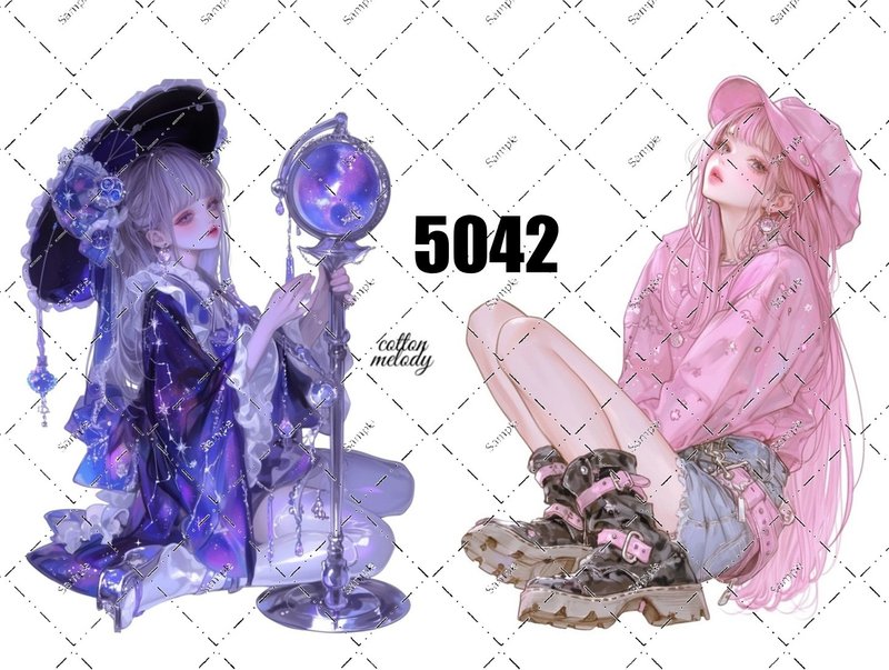 original sticker no.5042 人物ステッカー オリジナルステッカー オリジナル人物ステッカー 装飾ステッカー cotton melody - 貼紙 - 紙 
