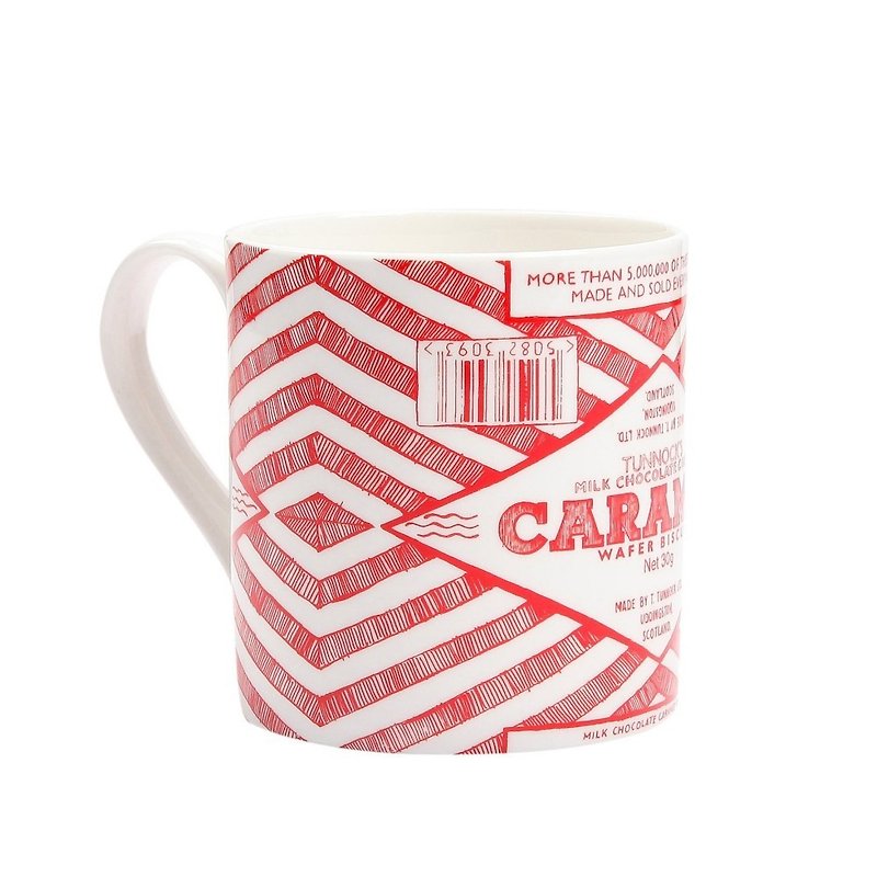 British Gillian Kyle and Tunnock co-branded pop style hand-painted caramel biscuit text mug - Cups - Porcelain Red