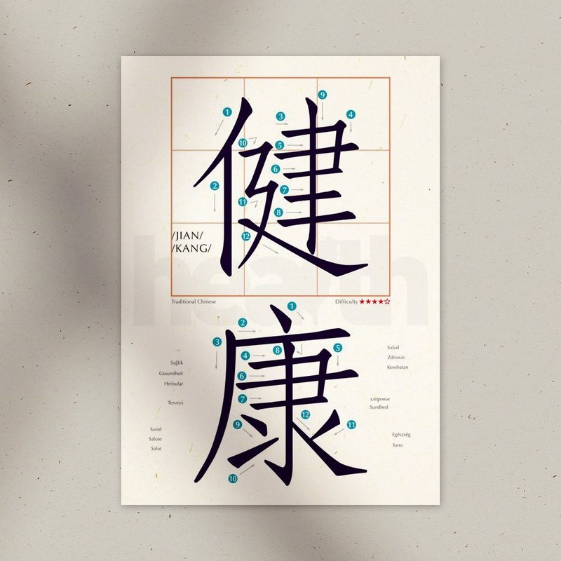 Learn Chinese Postcard-Health - Cards & Postcards - Paper White