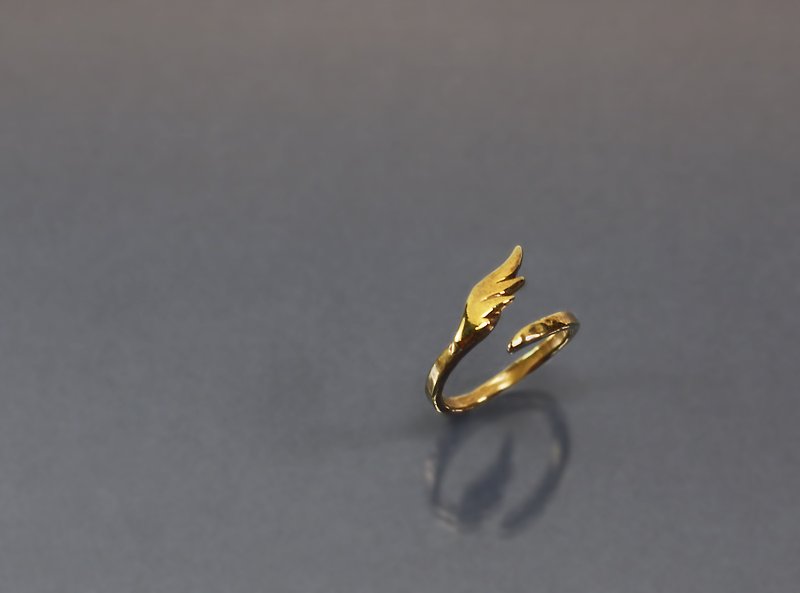圖像系列-小翅膀開口黃銅戒 - 戒指 - 銅/黃銅 藍色