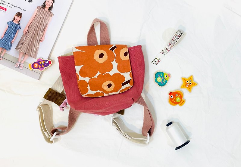 Nordic floral cloth backpack parent-child bag baby backpack children&#39;s backpack handmade