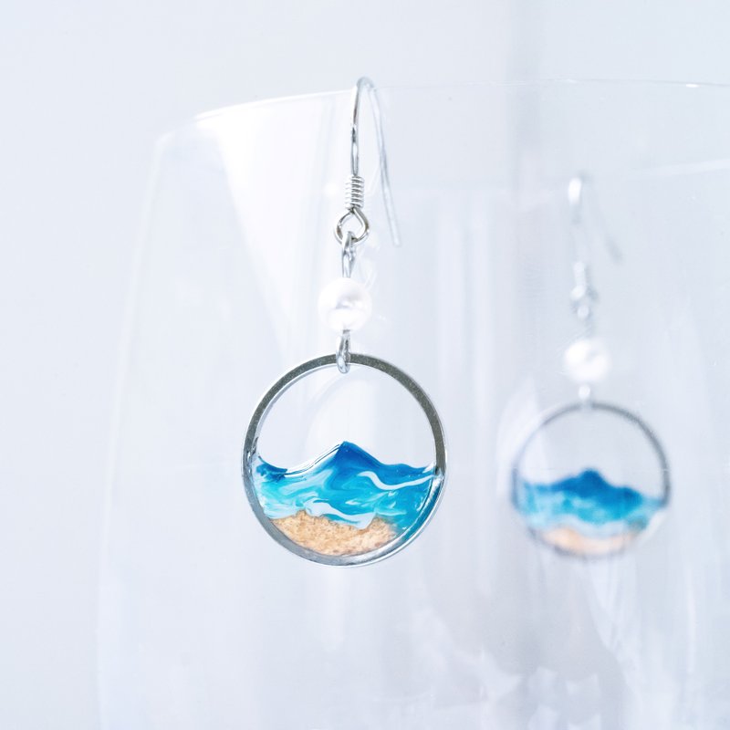 Gold Coast Series | Blue Summer 925 Silver Changeable Clip-On - Earrings & Clip-ons - Resin Blue