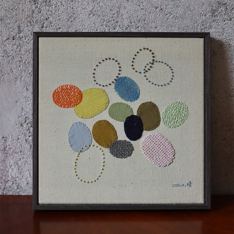 啵啵 手工刺繡裝飾畫 壁畫掛畫 工藝品 實木畫框 可定製 - 海報/掛畫/掛布 - 棉．麻 多色