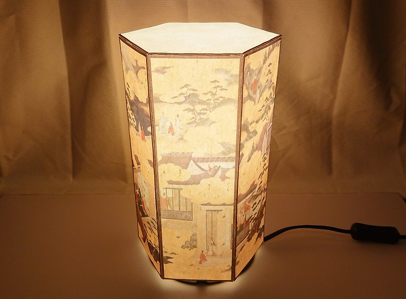Japanese painting  Ise Monogatari  print table lamp shade Japanese paper lamp - Lighting - Paper White