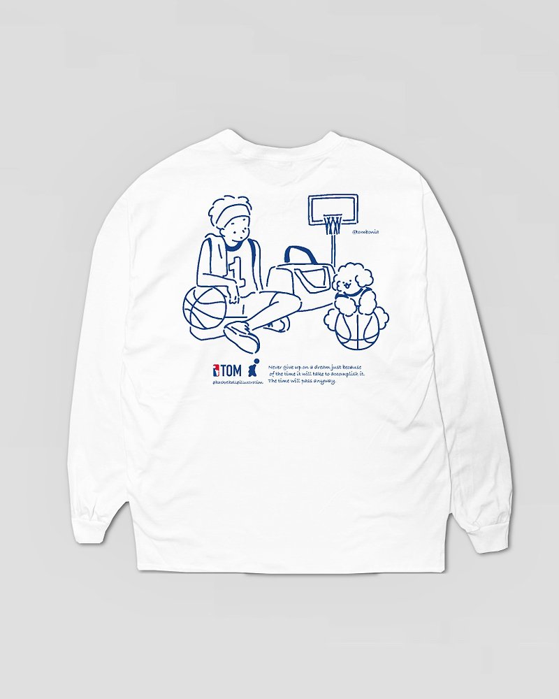 Basketball Long sleeve shirts White - Tシャツ - コットン・麻 ホワイト