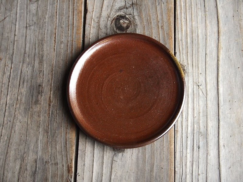 Bizen saucer (13 cm) sr6-009 - Plates & Trays - Pottery Brown