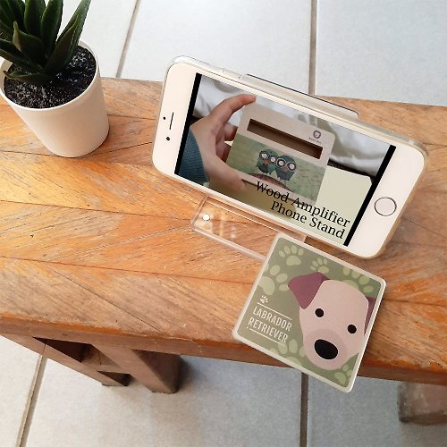 PRINT+SHAPE AR萌狗系列 壓克力多功能方塊手機架 拉布拉多犬 客製化禮物 鏡子