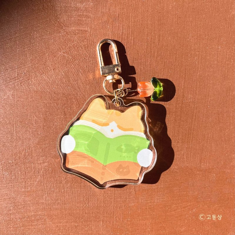 Godongsang l Keychain - Reading Cat - 鑰匙圈/鑰匙包 - 壓克力 橘色