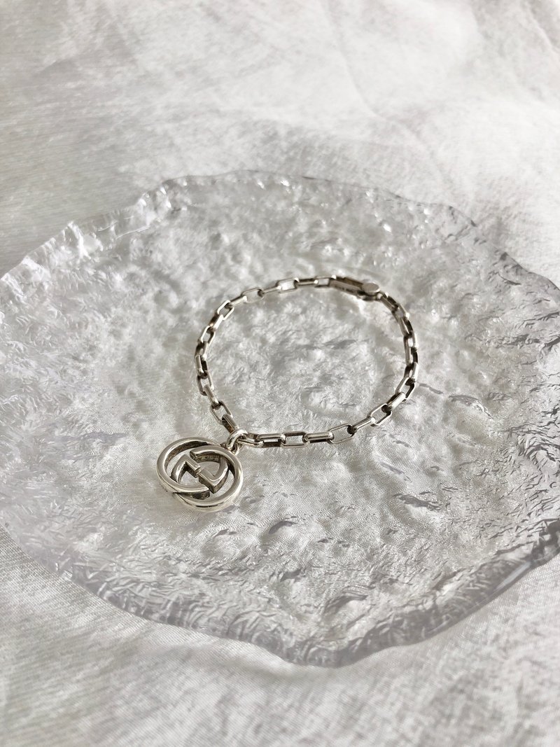 【 日本直送　名牌中古包 】GUCCI グッチ ブレスレット シルバー インターロッキング SILVER925 vintage ヴィンテージ  mviic5 - 手鍊/手環 - 純銀 銀色