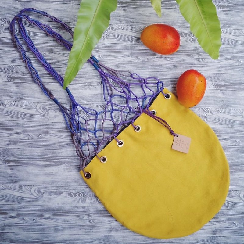Fishing bag - กระเป๋าแมสเซนเจอร์ - ผ้าฝ้าย/ผ้าลินิน สีเหลือง