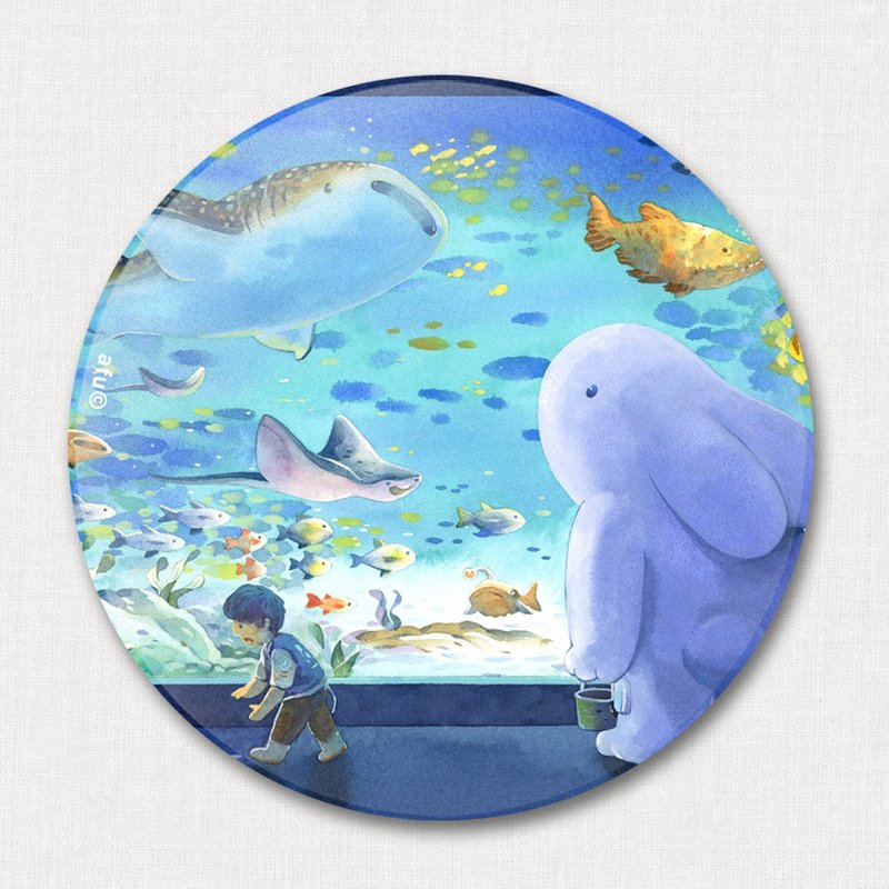 afu ceramic absorbent coaster-Blue Aquarium - Coasters - Pottery 