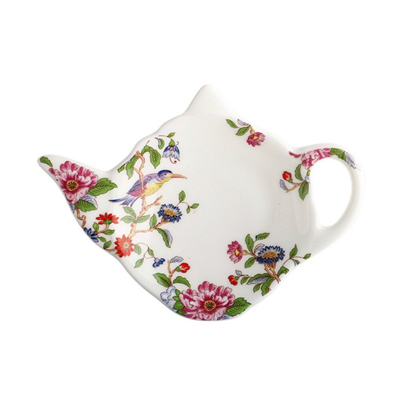 British Aynsley Cottage Garden/ Bird/Red Rose/Blue Rose Bone China Pot-shaped Small Plate 4 types to choose from - จานเล็ก - เครื่องลายคราม ขาว