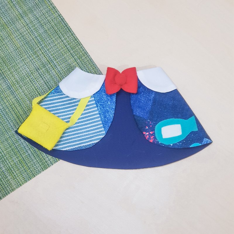 Limited*Japanese Kindergarten Pet Shawl*Denim Stitching - ชุดสัตว์เลี้ยง - ผ้าฝ้าย/ผ้าลินิน สีน้ำเงิน