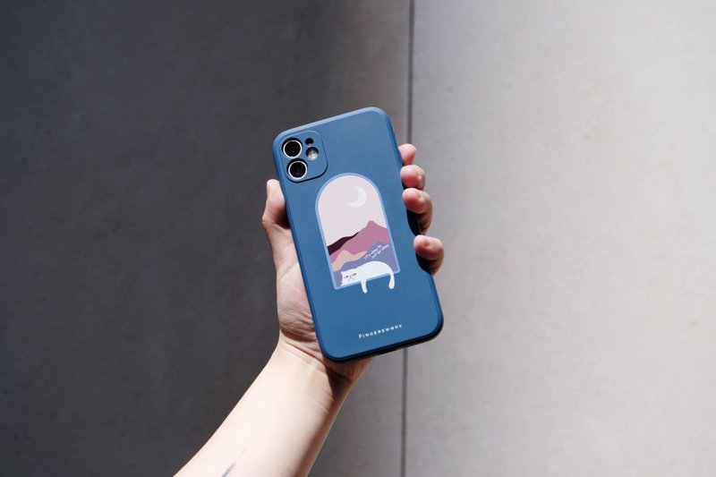 午夜藍色 窗邊的厭世貓 防摔手機殼 IPhone Case - 手機殼/手機套 - 塑膠 藍色