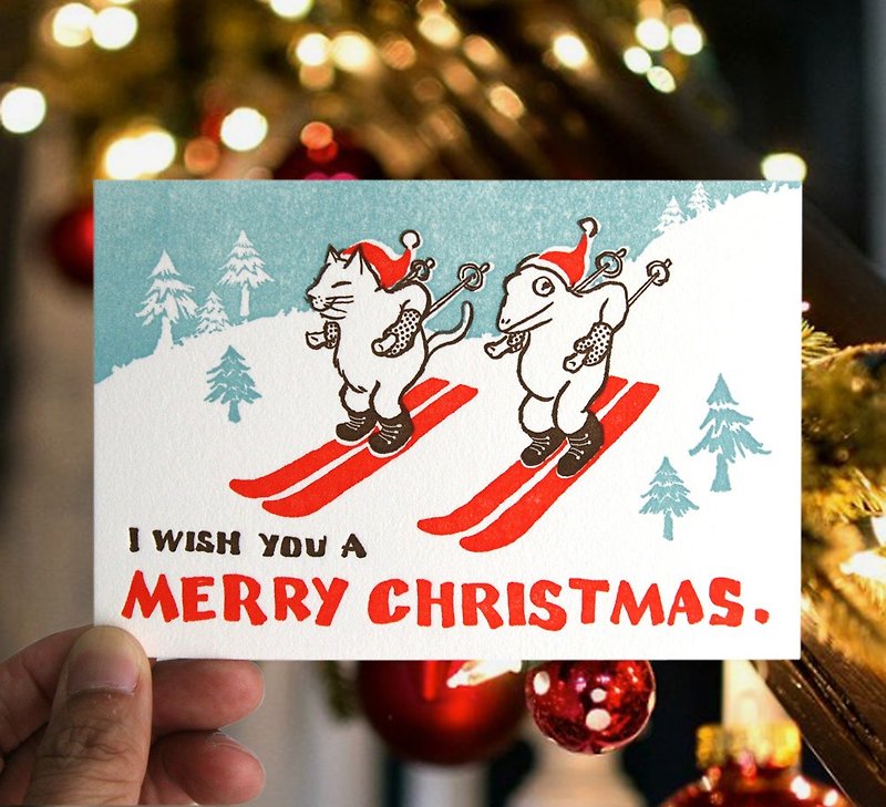 活版印刷クリスマスカード - カード・はがき - 紙 レッド