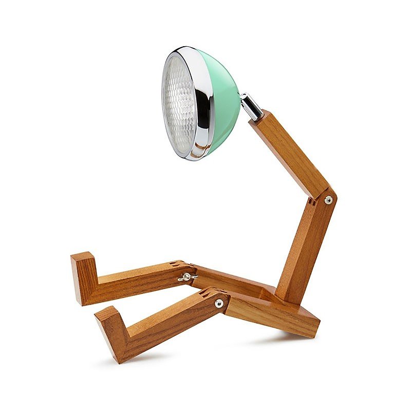 Tiffany Green Ash LED Robot Table Lamp - โคมไฟ - ไม้ สีเขียว