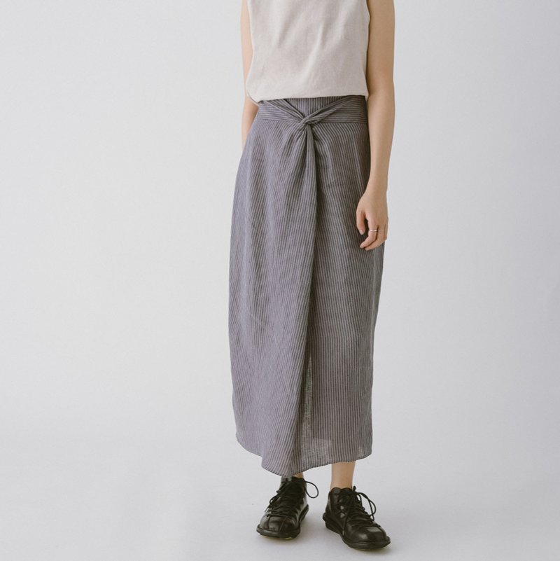 Twist bud skirt - stripes - Skirts - Cotton & Hemp Gray