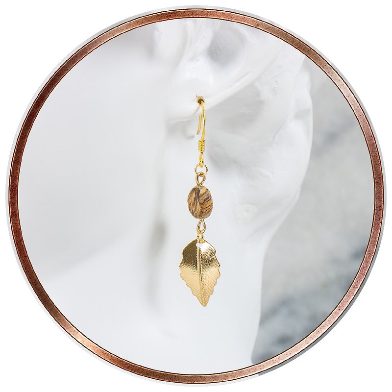 ITW Olive Wood Earring - Golden Leaf - Earrings & Clip-ons - Sterling Silver Gold