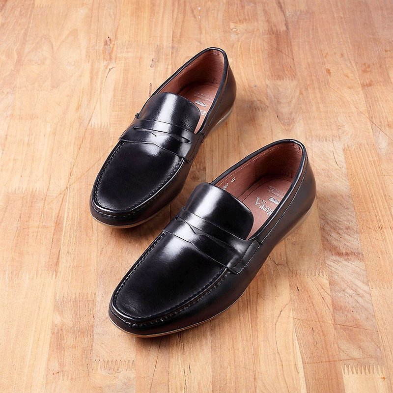 Vanger classic distressed Peas bottom Carrefour shoes Va227 black - รองเท้าลำลองผู้ชาย - หนังแท้ สีดำ