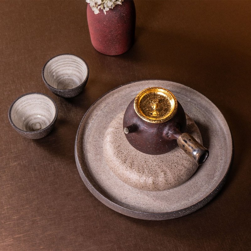 無我系列-兩件式茶盤 / 壺承 - 茶壺/茶杯/茶具 - 陶 咖啡色