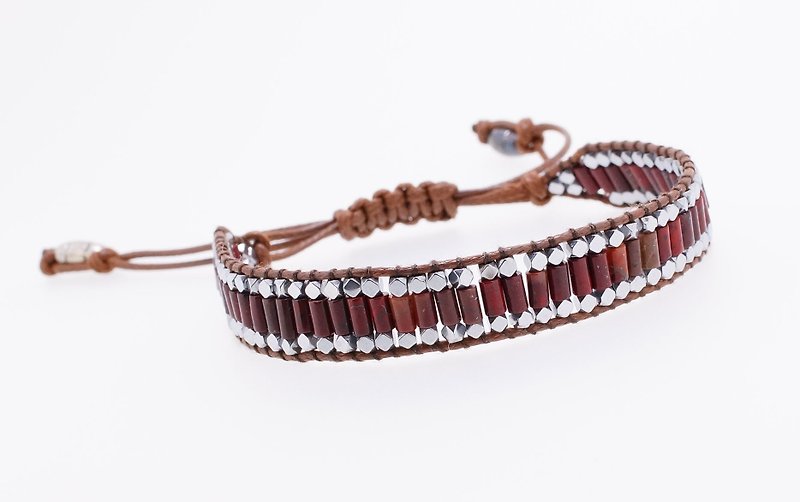Handmade Brecciated Jasper Bracelet - Bracelets - Gemstone Red