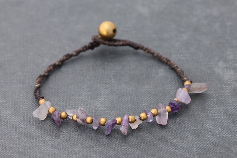 珠子編織手鍊紫水晶簡潔的石頭 - 手鍊/手鐲 - 半寶石 紫色