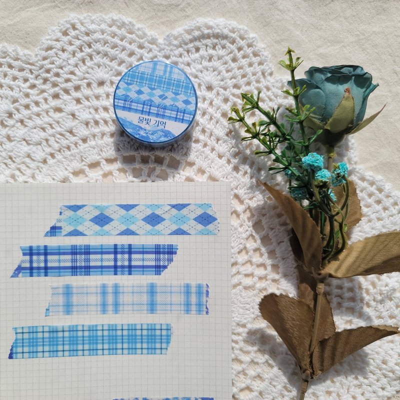 Aqua Memoria Pattern Maskingtape - มาสกิ้งเทป - กระดาษ สีน้ำเงิน