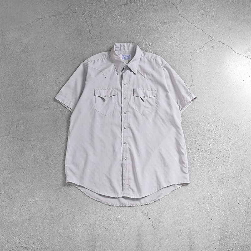 Vintage古著劍領襯衫 / 古巴領襯衫、夏季古著襯衫、復古美式襯衫 - 男襯衫/休閒襯衫 - 其他材質 藍色
