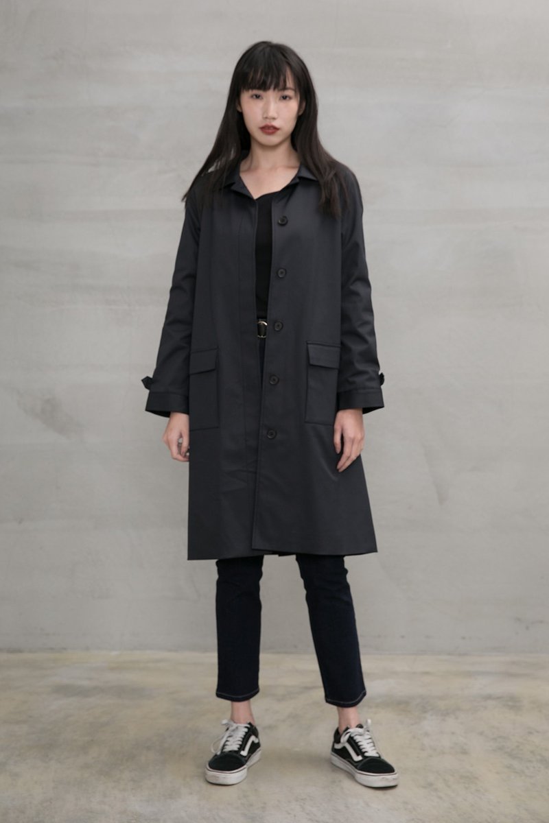 Plainspoken Mackintosh Coat - Women's Casual & Functional Jackets - Other Man-Made Fibers Black