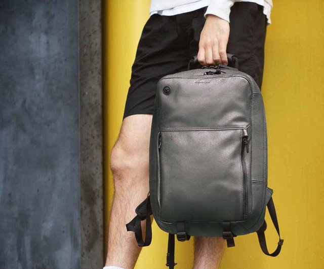 Japan BROSKI | Patent Waterproof Leather Backpack HUB-Standard