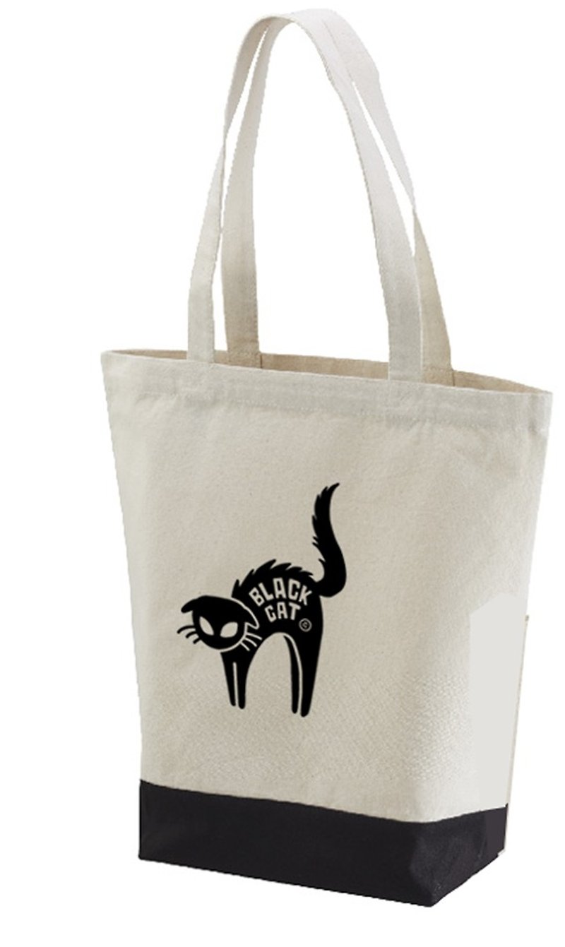Surprised cat tote M [order product] - กระเป๋าถือ - ผ้าฝ้าย/ผ้าลินิน สีกากี