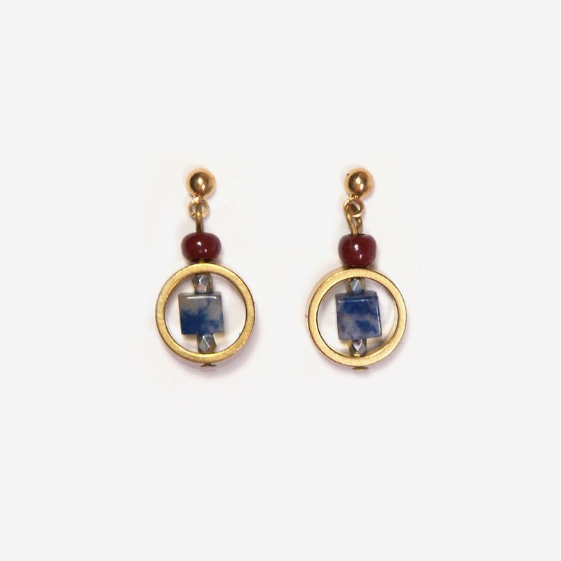 Contrast Color Natural Stone Earrings - Sodalite - Earrings & Clip-ons - Gemstone Blue