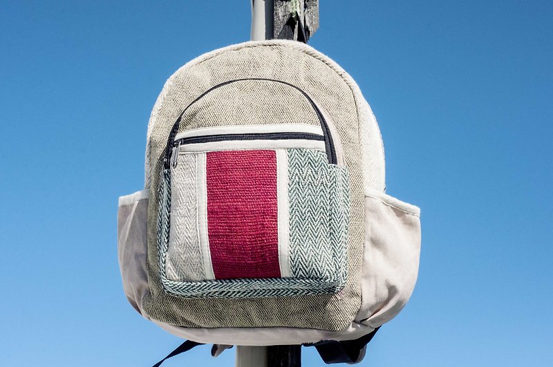 Cotton and linen stitching design backpack backpack national mountaineering bag patch cloth cotton and linen backpack - desert - Backpacks - Cotton & Hemp Multicolor