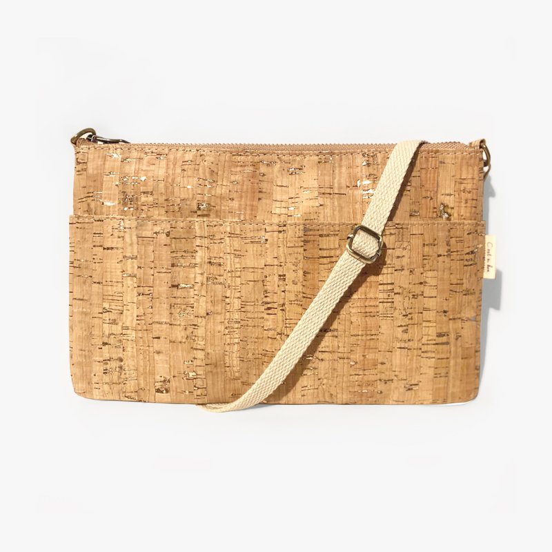 [Feeling Cork] Upgraded version of sustainable and environmentally friendly cross-body bag, side shoulder bag - golden luxury - กระเป๋าแมสเซนเจอร์ - ไม้ก๊อก สีนำ้ตาล