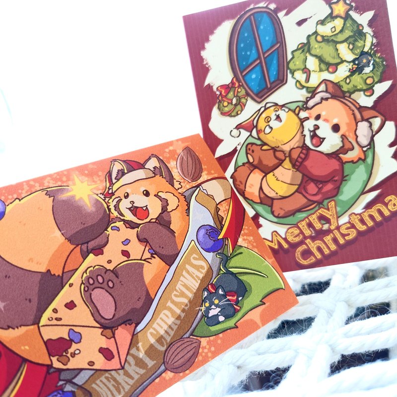 Redpanda christmas card XMAS set - การ์ด/โปสการ์ด - กระดาษ สีแดง