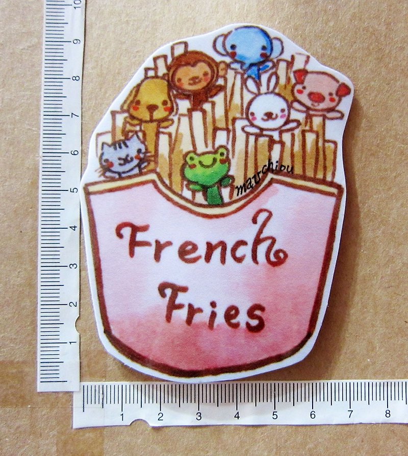 Hand drawn illustration style completely waterproof sticker animal big collection fast food fries - Stickers - Waterproof Material Multicolor
