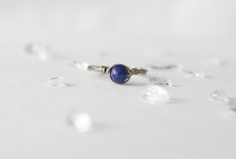 December Birthstone 4mm Lapis Lazuli Titanium Color Bronze Ring Unisex - General Rings - Gemstone Blue