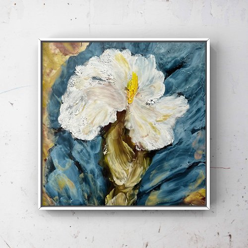 Katrin Fine Art White Calla Lily oil painting 6 inch original artwork Calla flower wall art