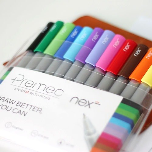 CREX 快樂是 PREMEC 瑞士筆 | LINE 細緻 鮮彩 水性筆 0.4mm 12色