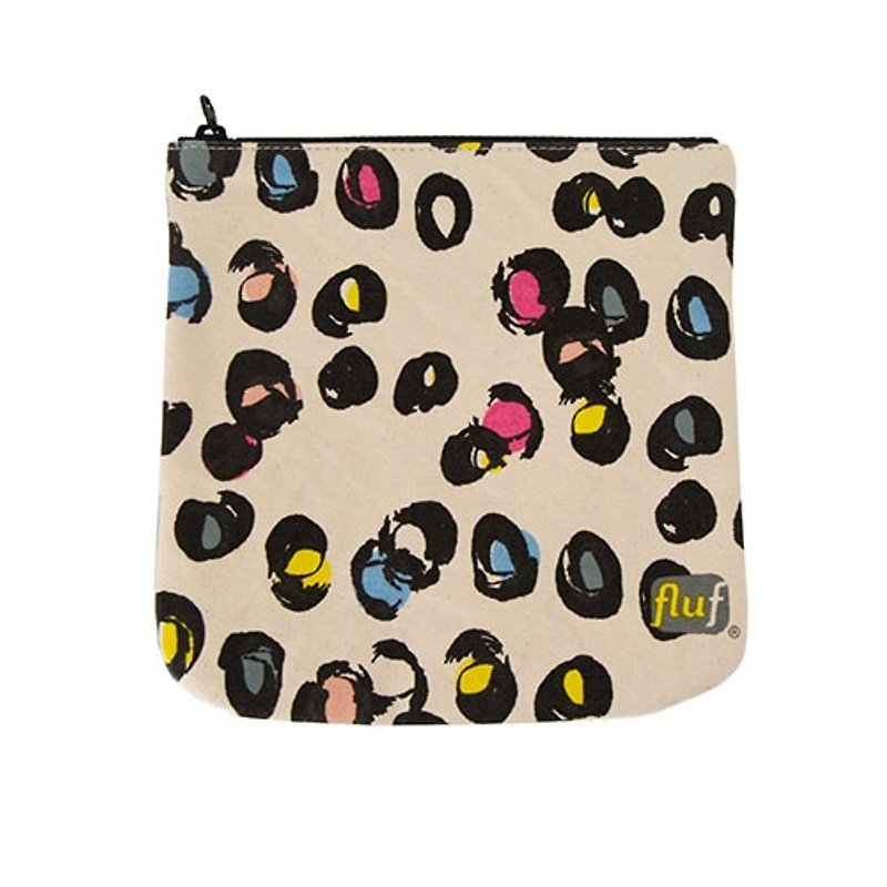 Cosmetic bag, stationery bag Canadian fluf organic cotton zipper bag - small flower leopard - กระเป๋าเครื่องสำอาง - วัสดุอื่นๆ สีกากี