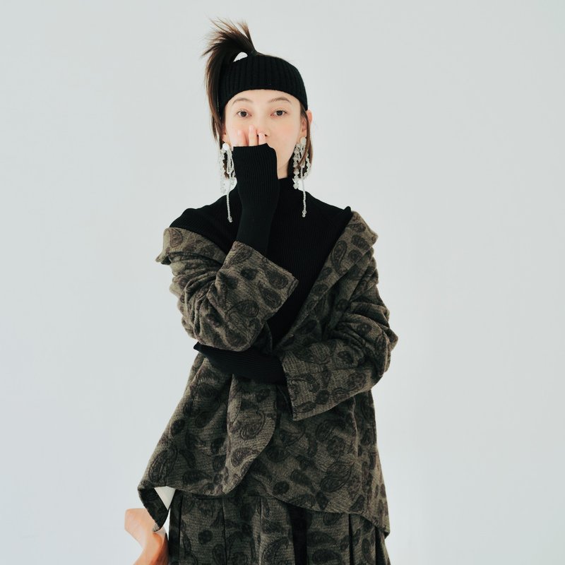 變形蟲提花休閒外套 / 西裝外套 - 女大衣/外套 - 其他材質 綠色
