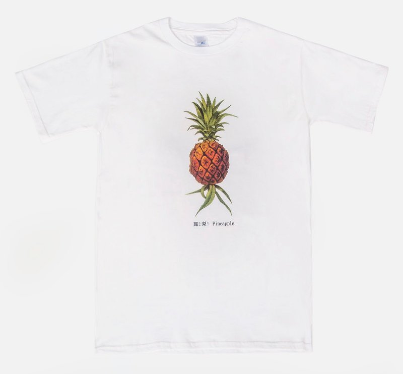 短袖T恤-鳳梨 Pineapple - T 恤 - 棉．麻 橘色
